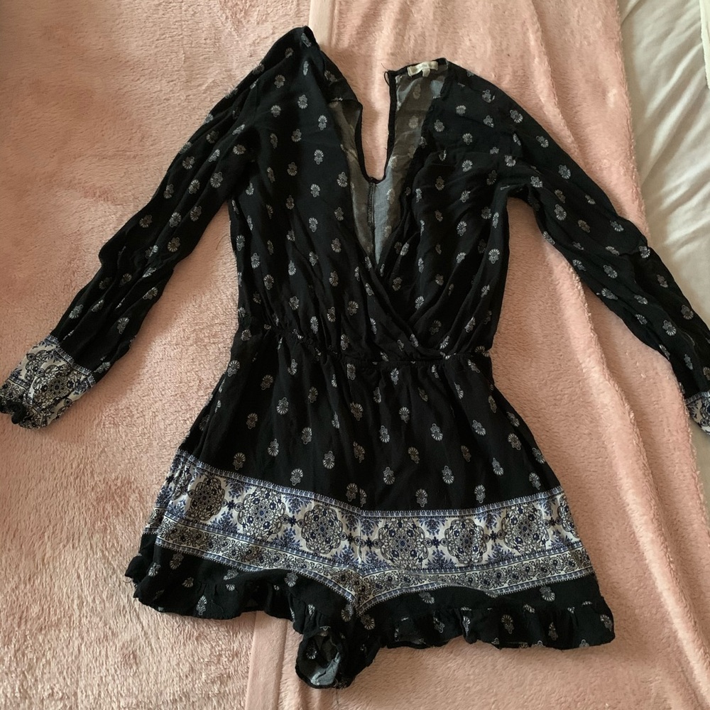 Printed blue romper